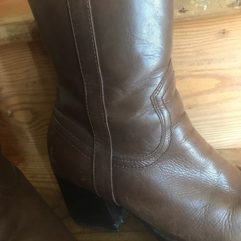 90s Maine Woods Womens Boots Size 8.5 M Brown cowboy Block Heel Vintage - Picture 7 of 7